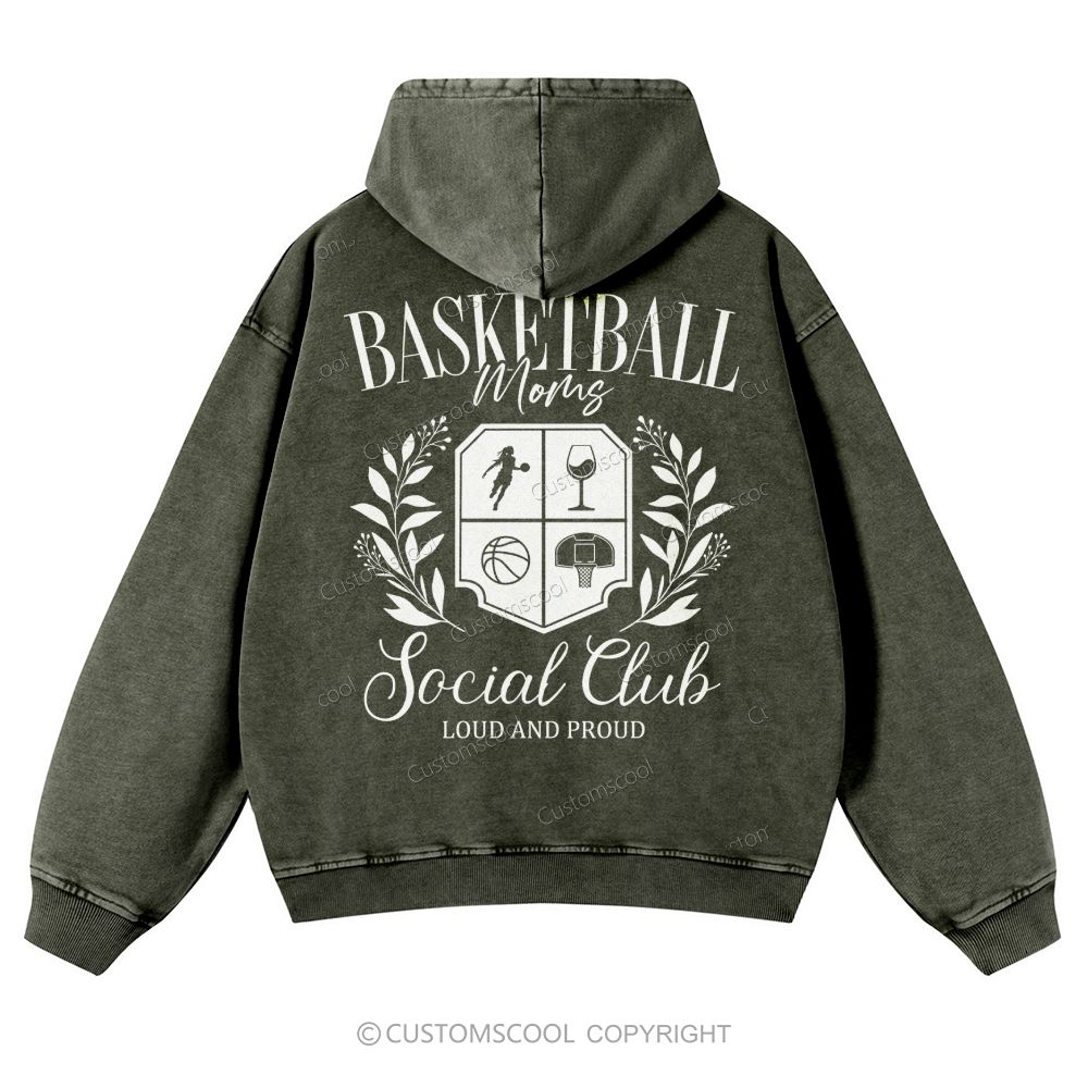 Basketball Moms Social Club Casual Washed Hoodie