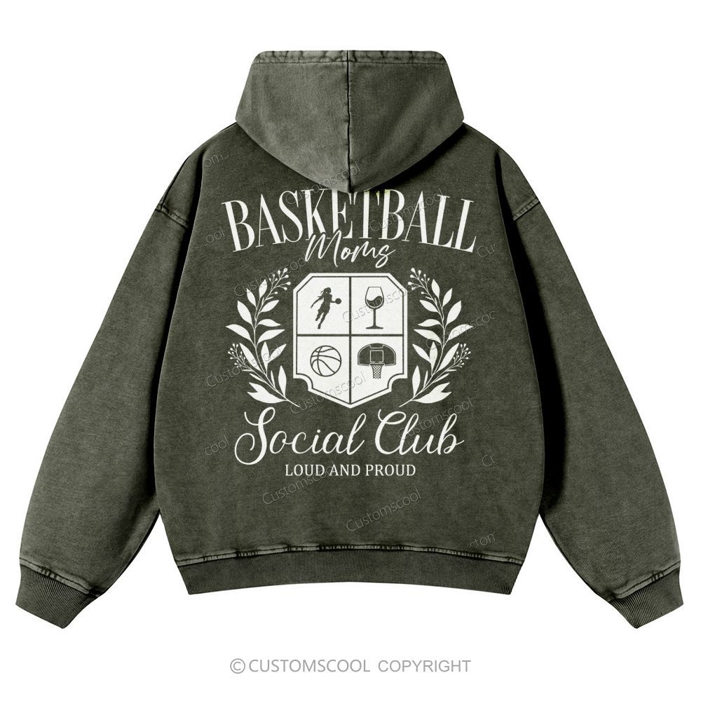 Basketball Moms Social Club Casual Washed Hoodie