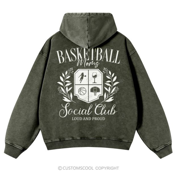 Basketball Moms Social Club Casual Washed Hoodie