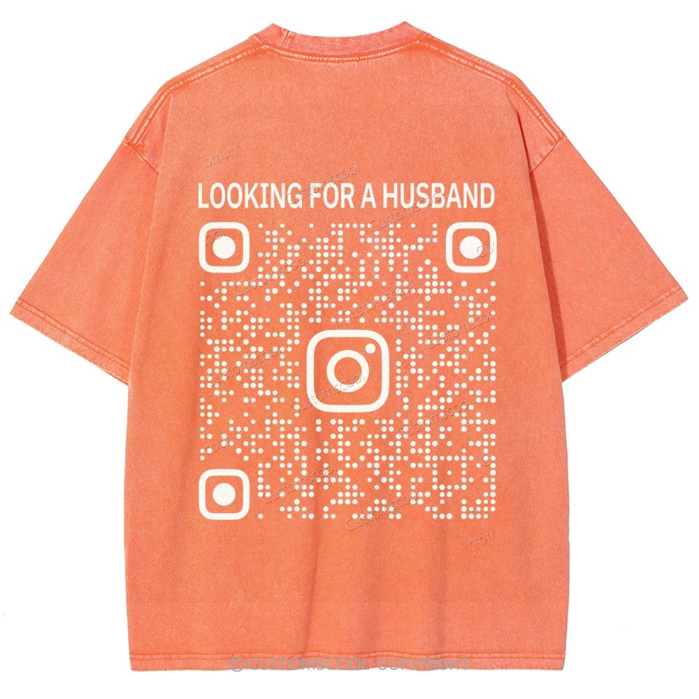 Addcustom QR Code Unisex Fit Washed T-Shirt