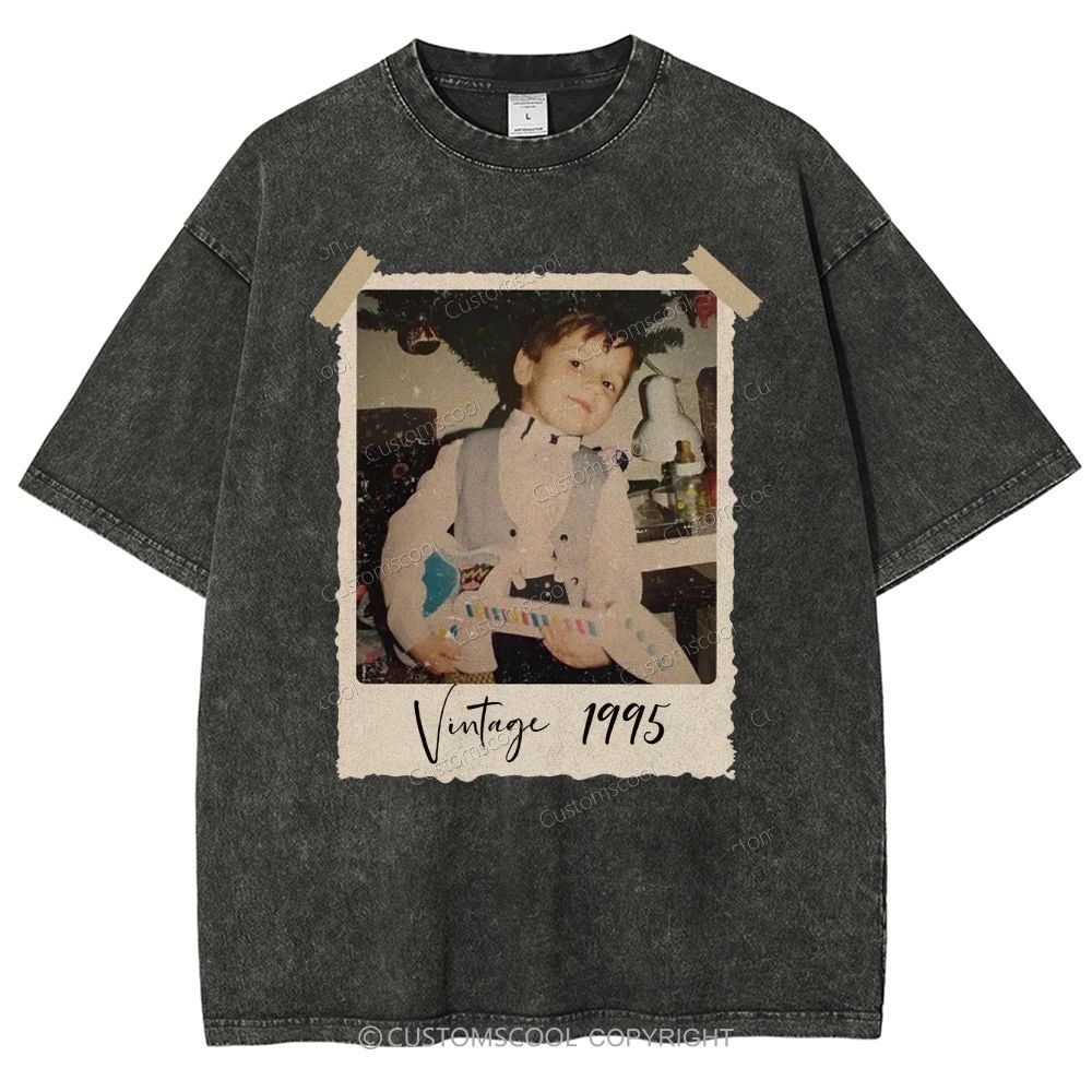 Vintage Addcustom Photo Year Unisex Fit Washed T-Shirt