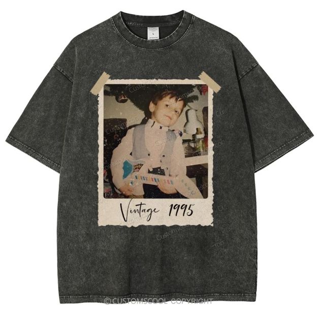 Vintage Addcustom Photo Year Unisex Fit Washed T-Shirt Customscool