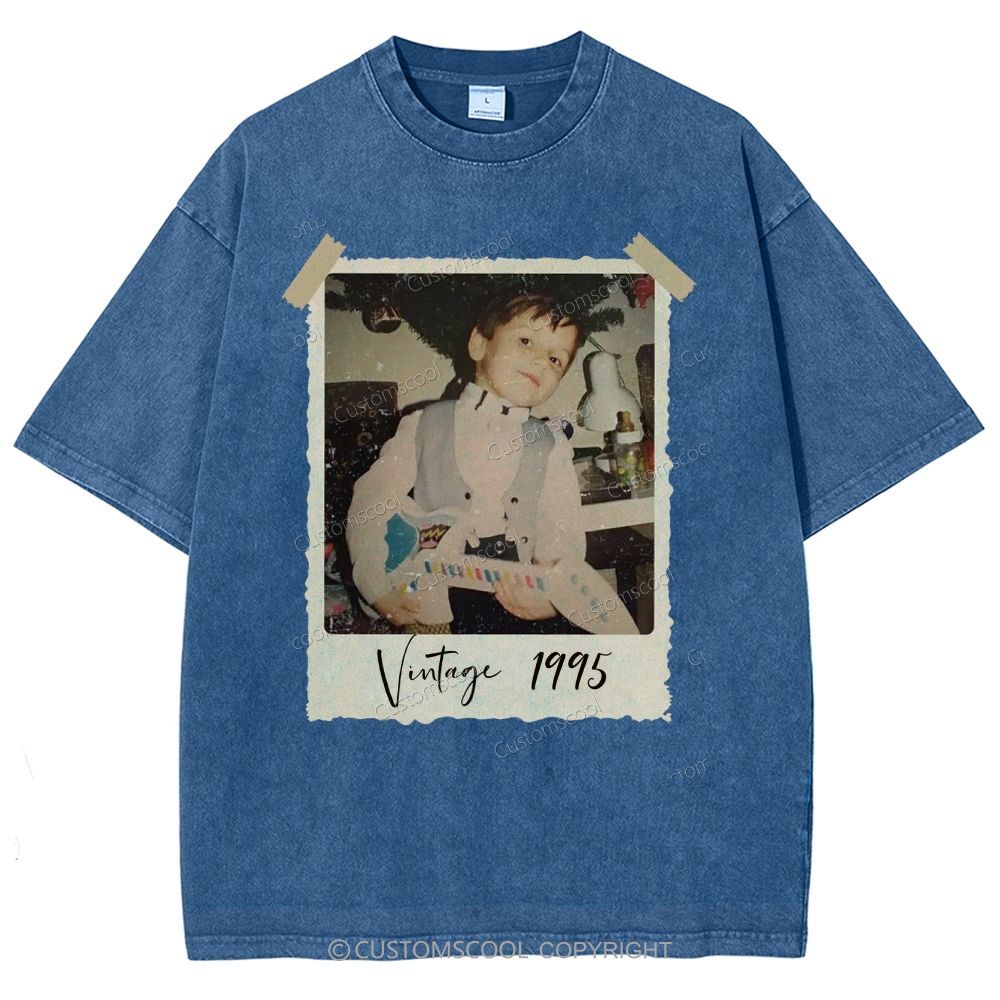 Vintage Addcustom Photo Year Unisex Fit Washed T-Shirt Customscool