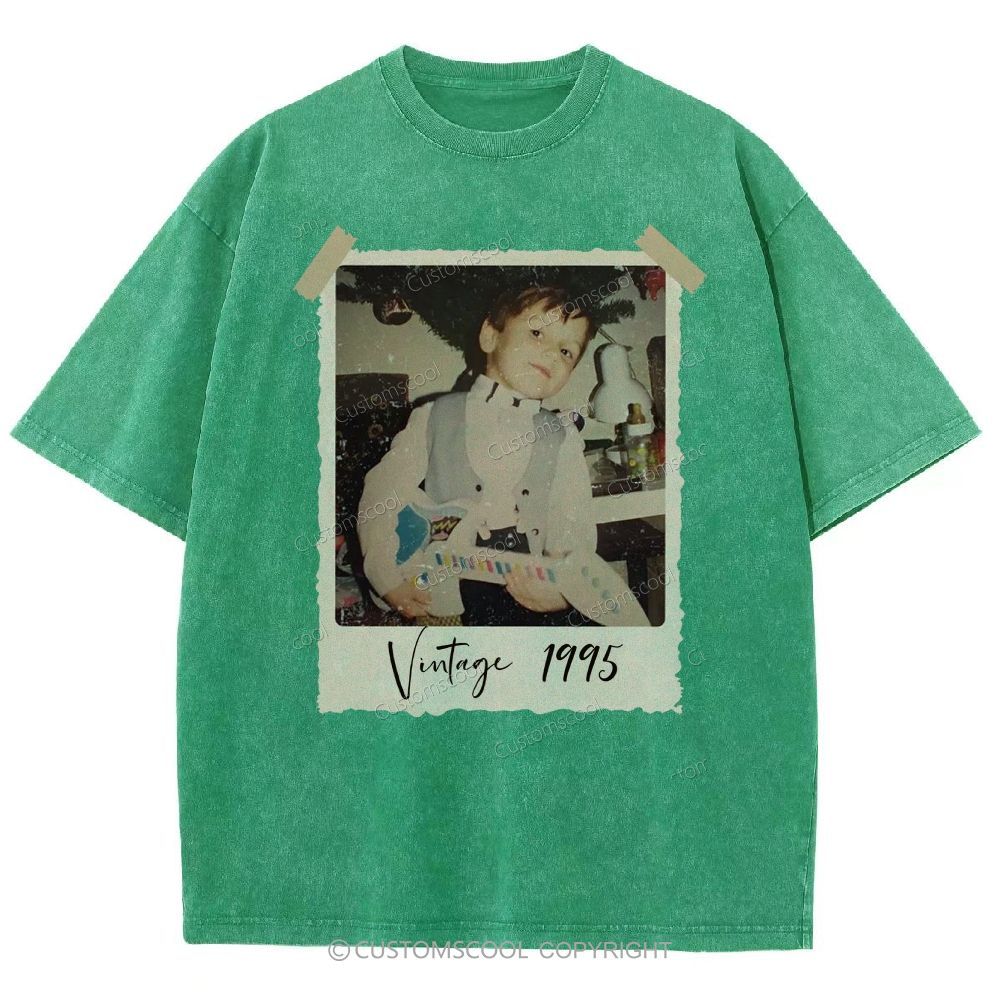 Vintage Addcustom Photo Year Unisex Fit Washed T-Shirt Customscool