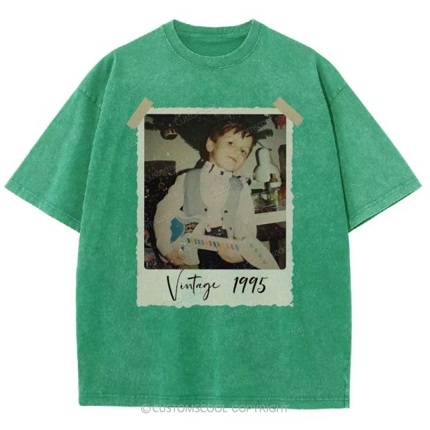 Vintage Addcustom Photo Year Unisex Fit Washed T-Shirt Customscool