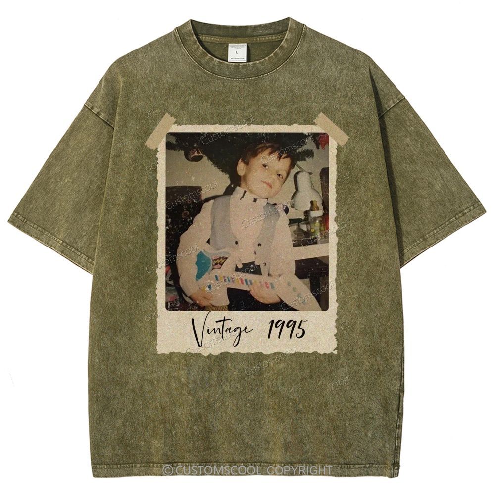 Vintage Addcustom Photo Year Unisex Fit Washed T-Shirt Customscool