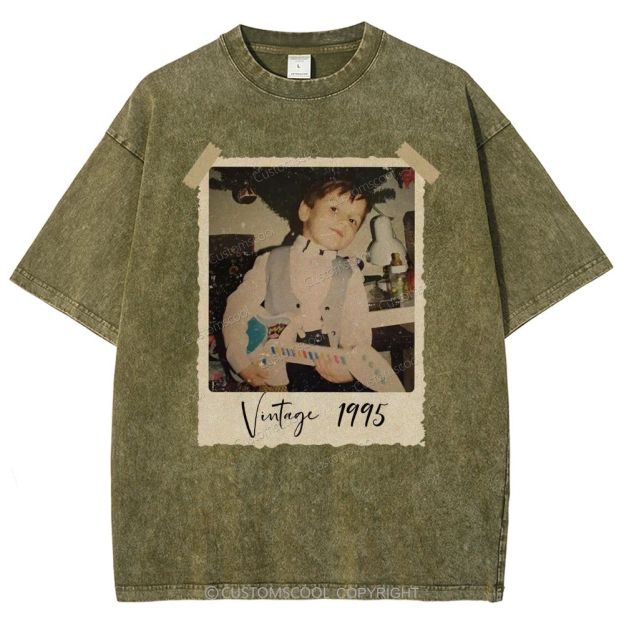 Vintage Addcustom Photo Year Unisex Fit Washed T-Shirt Customscool