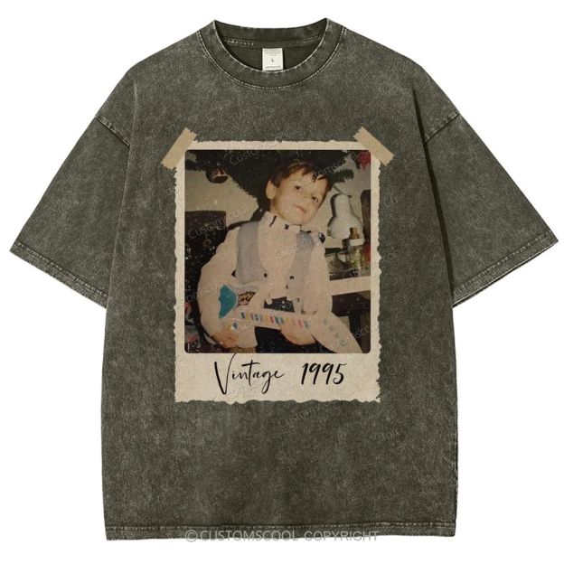 Vintage Addcustom Photo Year Unisex Fit Washed T-Shirt Customscool