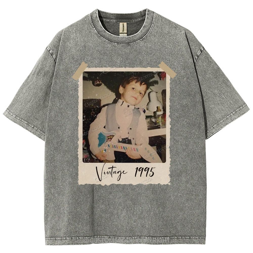 Vintage Addcustom Photo Year Unisex Fit Washed T-Shirt Customscool