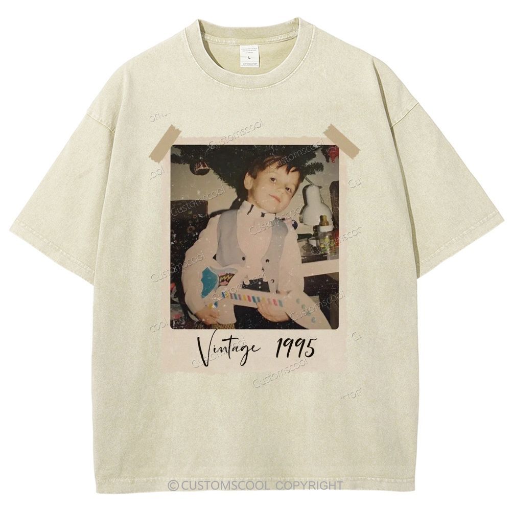 Vintage Addcustom Photo Year Unisex Fit Washed T-Shirt Customscool