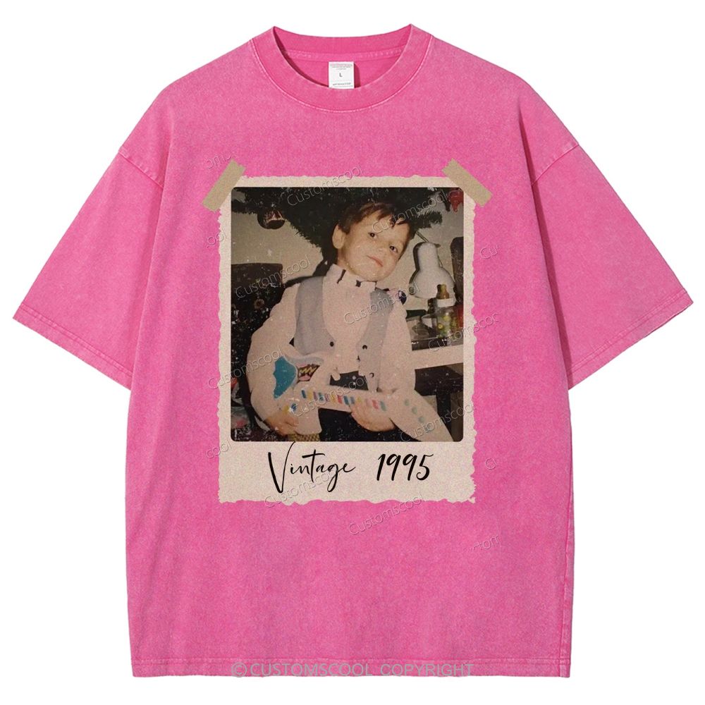 Vintage Addcustom Photo Year Unisex Fit Washed T-Shirt Customscool