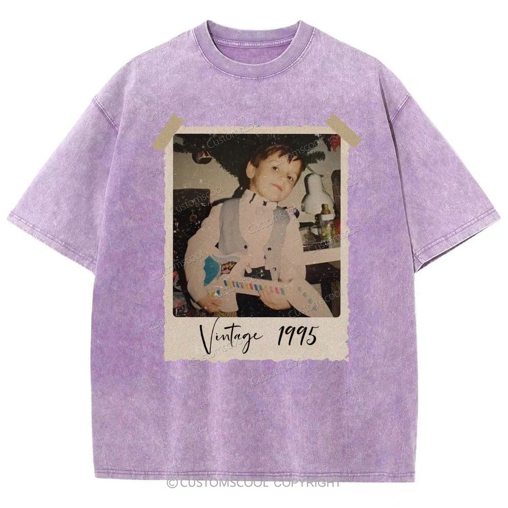Vintage Addcustom Photo Year Unisex Fit Washed T-Shirt Customscool