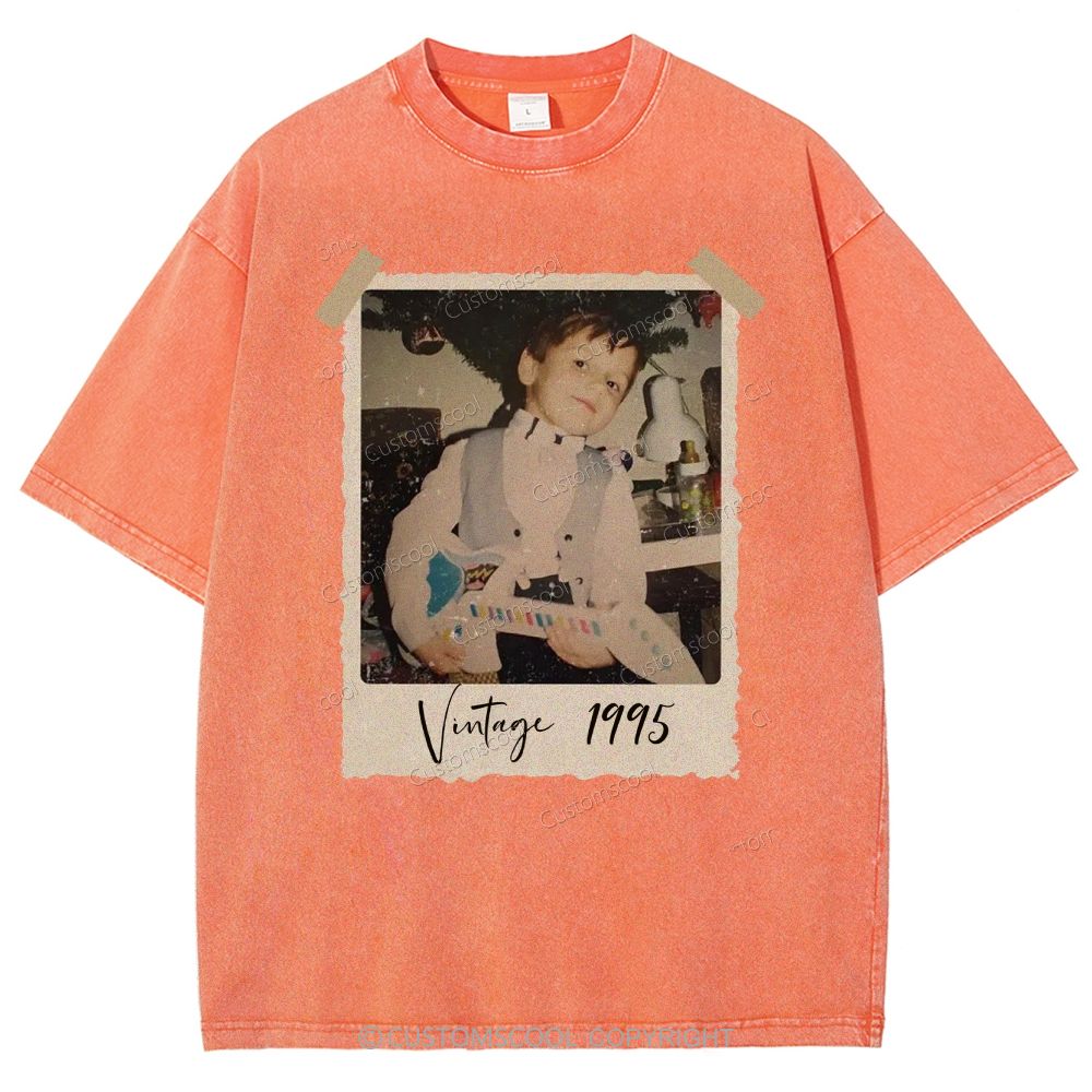 Vintage Addcustom Photo Year Unisex Fit Washed T-Shirt Customscool