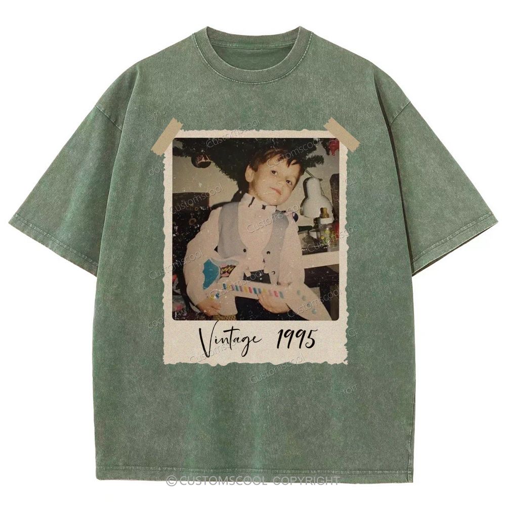 Vintage Addcustom Photo Year Unisex Fit Washed T-Shirt Customscool