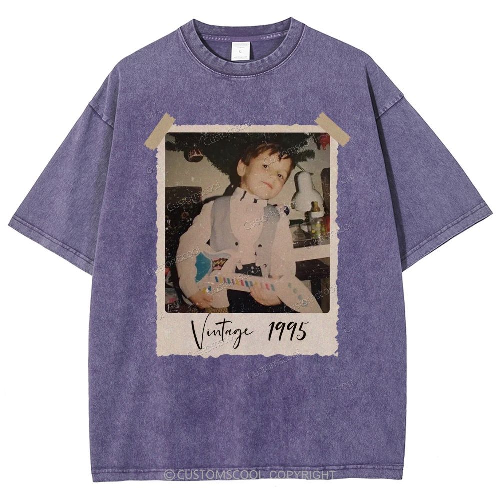 Vintage Addcustom Photo Year Unisex Fit Washed T-Shirt Customscool