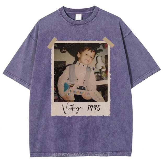 Vintage Addcustom Photo Year Unisex Fit Washed T-Shirt Customscool