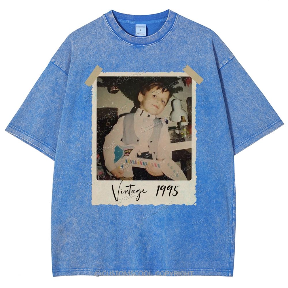 Vintage Addcustom Photo Year Unisex Fit Washed T-Shirt Customscool