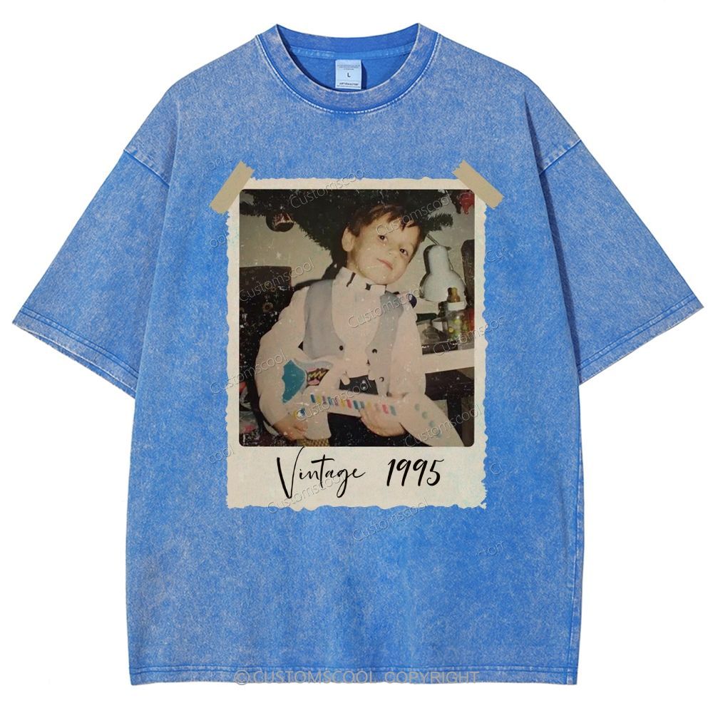 Vintage Addcustom Photo Year Unisex Fit Washed T-Shirt Customscool
