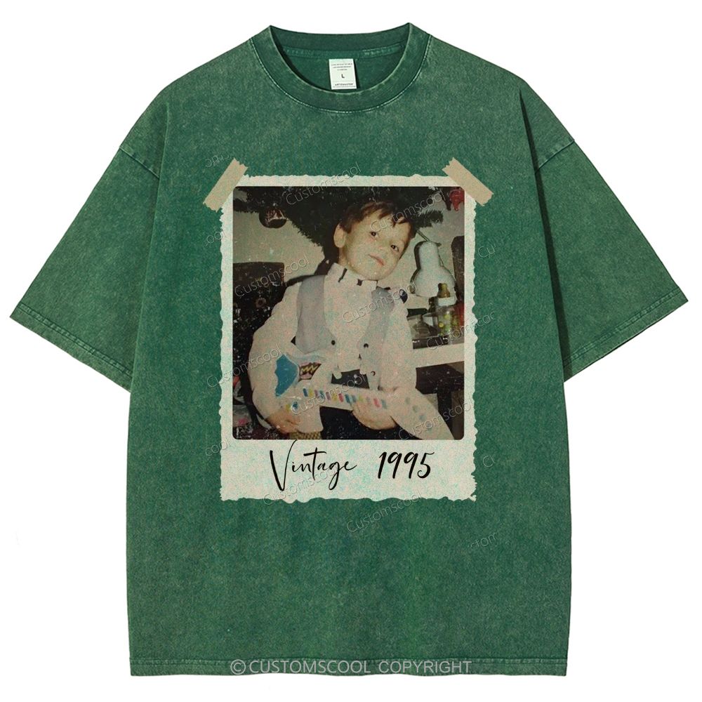 Vintage Addcustom Photo Year Unisex Fit Washed T-Shirt Customscool