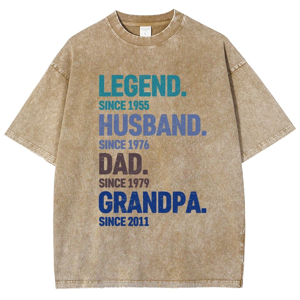 Legend Husband Dad Grandpa Personalized Custom Unisex Fit Washed T-Shirt