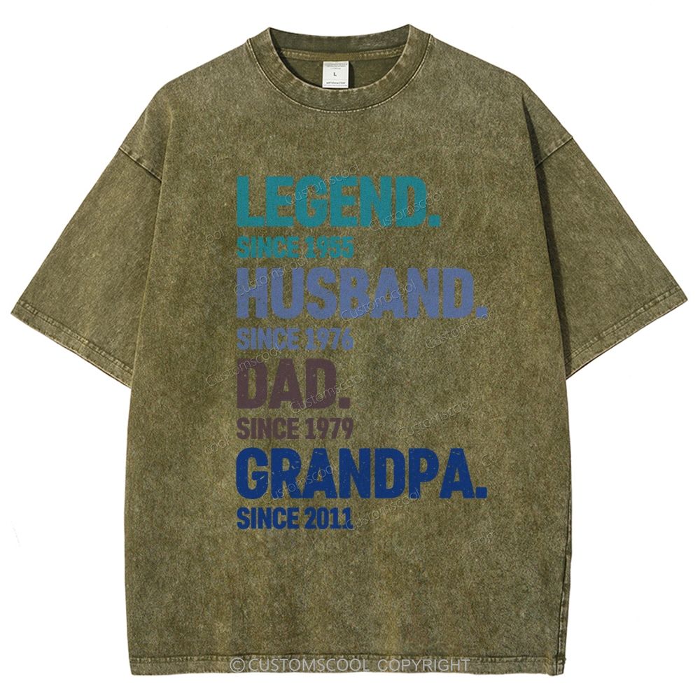 Legend Husband Dad Grandpa Personalized Custom Unisex Fit Washed T-Shirt