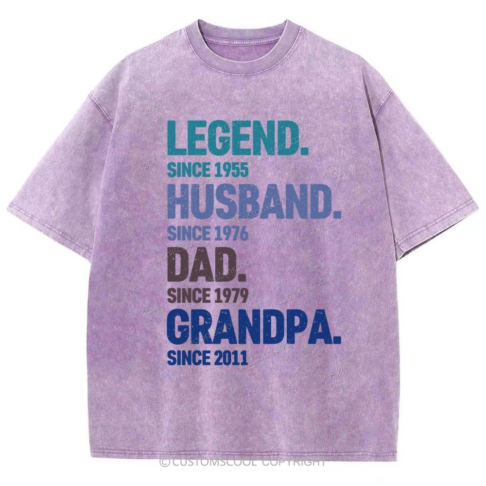Legend Husband Dad Grandpa Personalized Custom Unisex Fit Washed T-Shirt