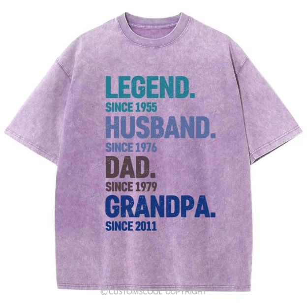 Legend Husband Dad Grandpa Personalized Custom Unisex Fit Washed T-Shirt