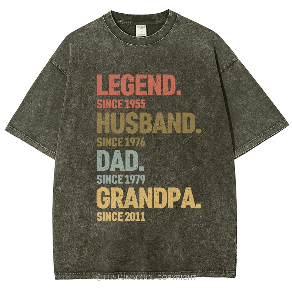 Legend Husband Dad Grandpa Personalized Custom Unisex Fit Washed T-Shirt
