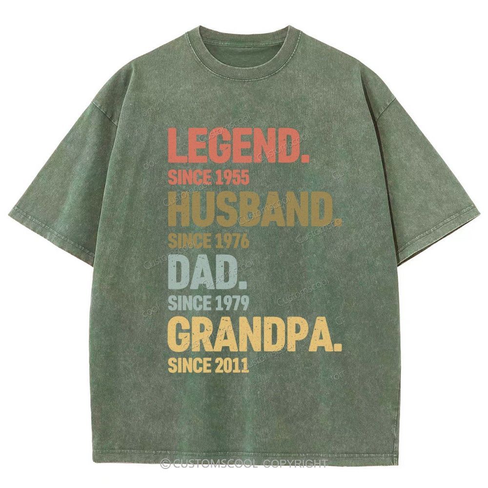 Legend Husband Dad Grandpa Personalized Custom Unisex Fit Washed T-Shirt