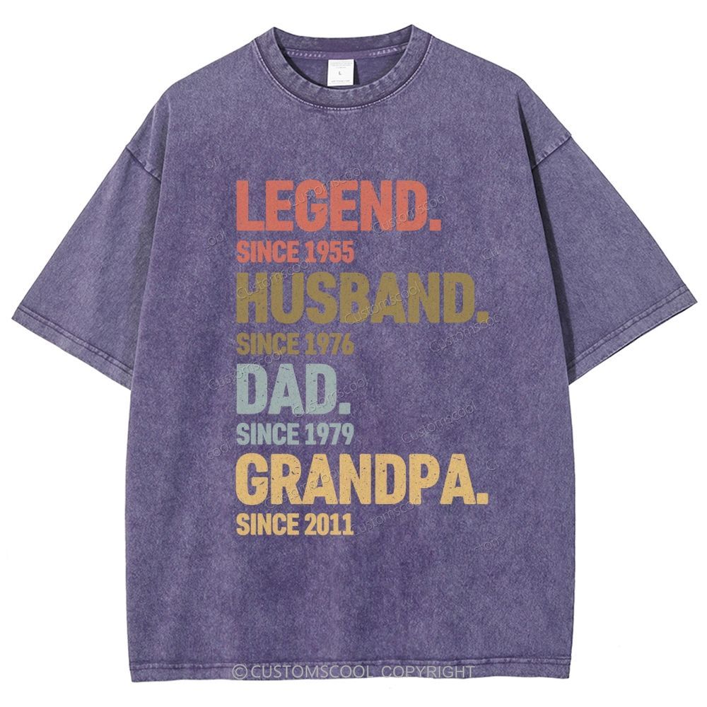 Legend Husband Dad Grandpa Personalized Custom Unisex Fit Washed T-Shirt