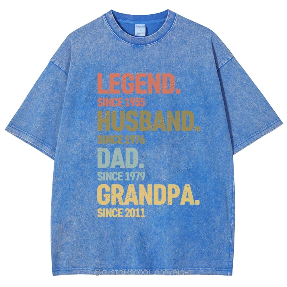 Legend Husband Dad Grandpa Personalized Custom Unisex Fit Washed T-Shirt