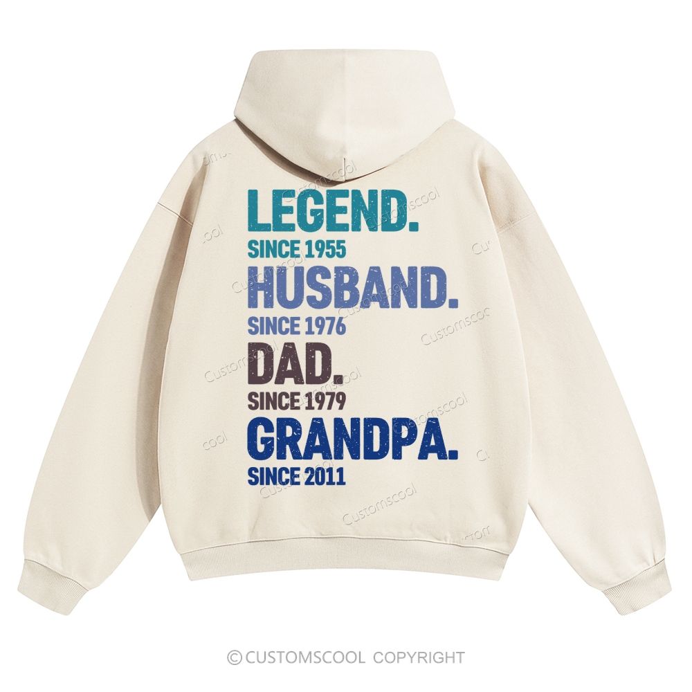 Legend Husband Dad Grandpa Personalized Custom Solid Color Hoodie