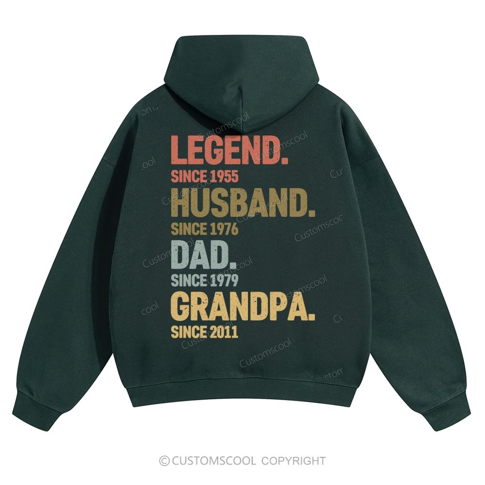 Legend Husband Dad Grandpa Personalized Custom Solid Color Hoodie
