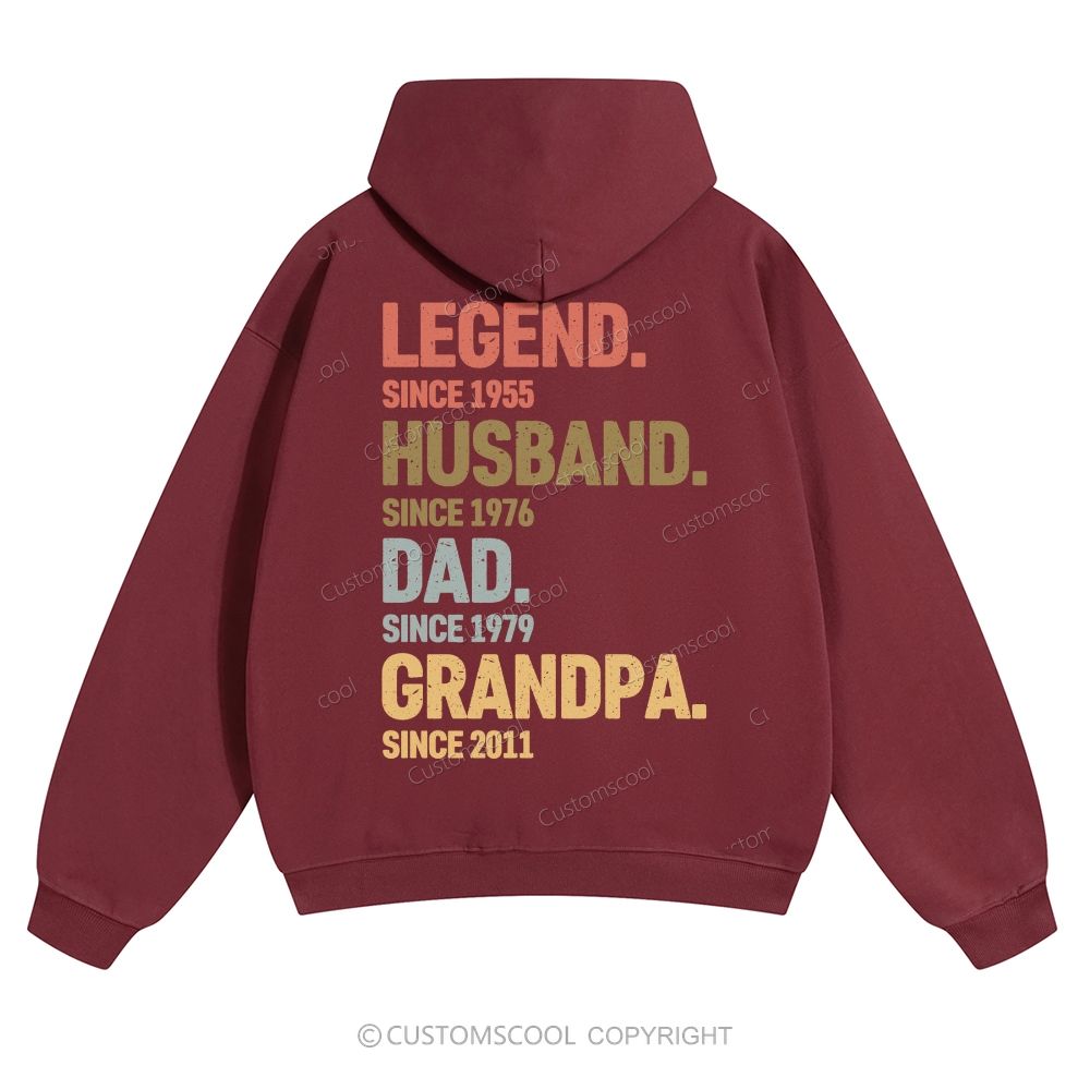 Legend Husband Dad Grandpa Personalized Custom Solid Color Hoodie