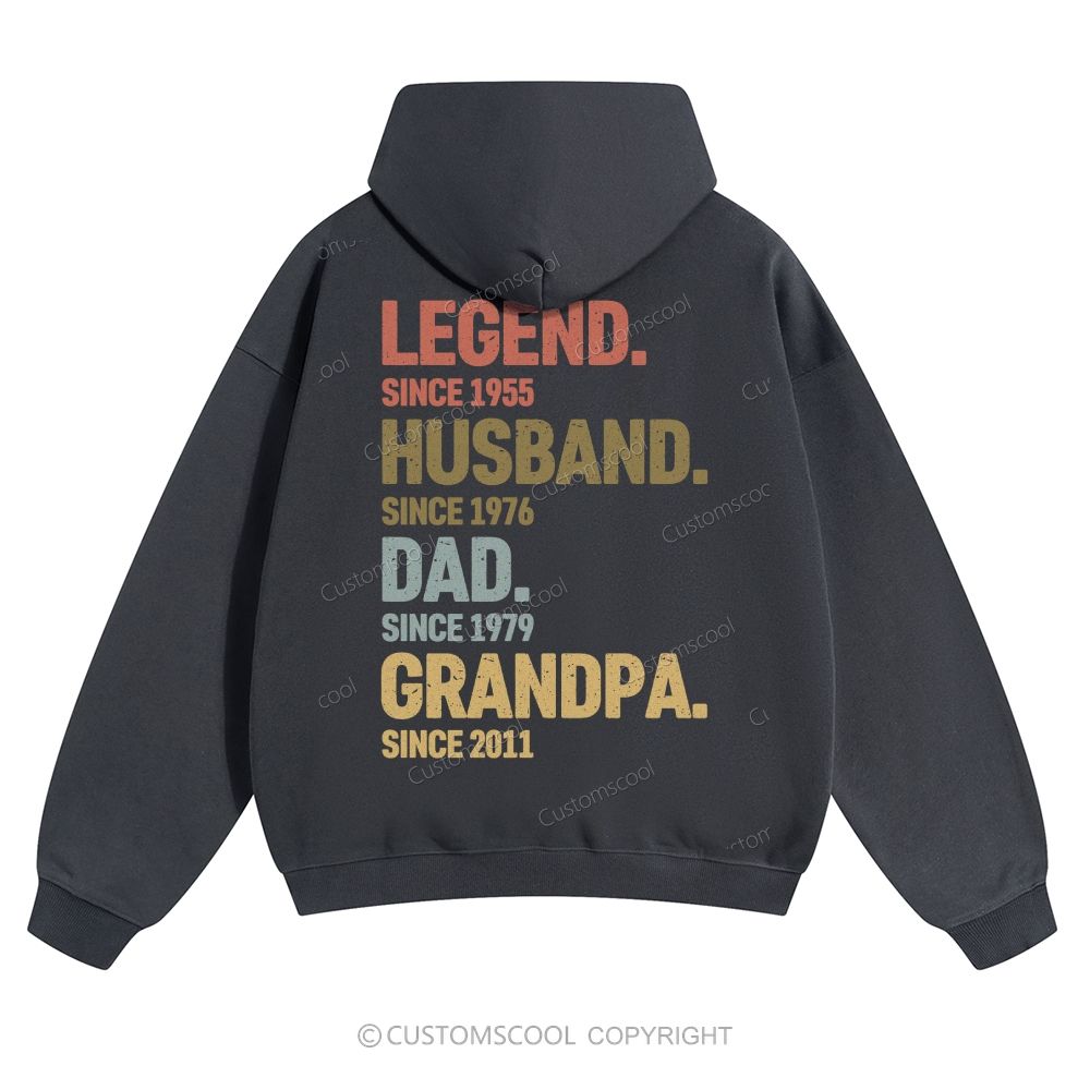 Legend Husband Dad Grandpa Personalized Custom Solid Color Hoodie