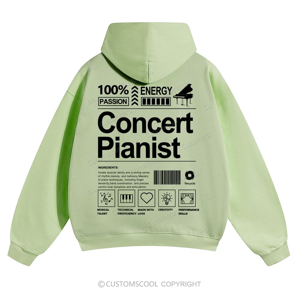 Concert Pianist Solid Color Hoodie Customscool
