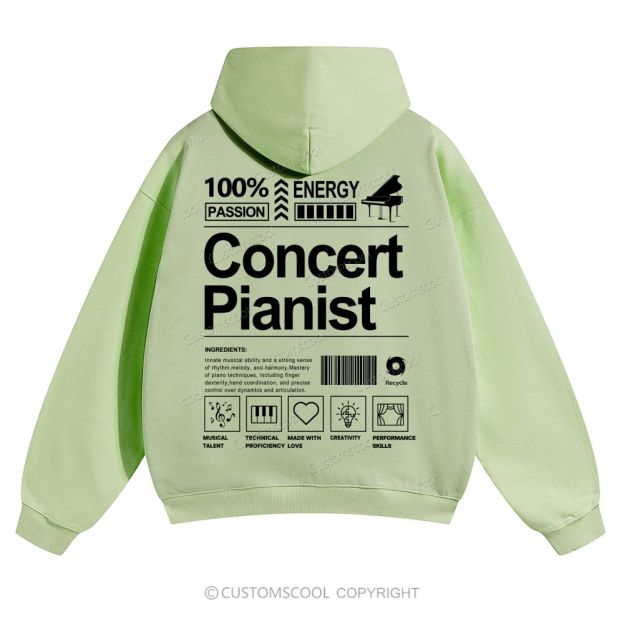 Concert Pianist Solid Color Hoodie Customscool