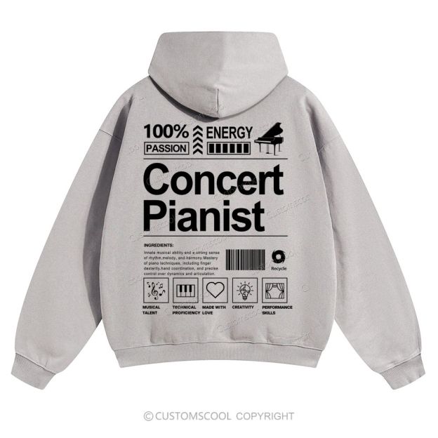 Concert Pianist Solid Color Hoodie Customscool