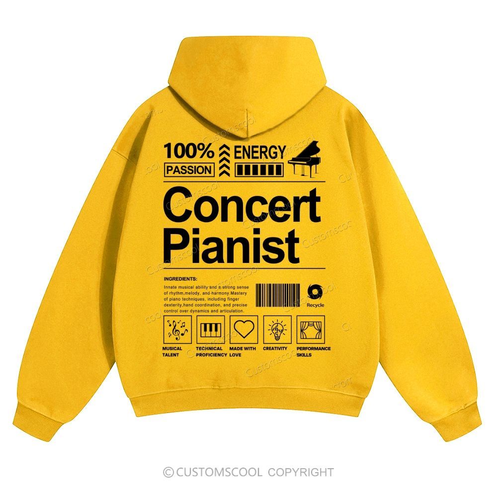 Concert Pianist Solid Color Hoodie Customscool