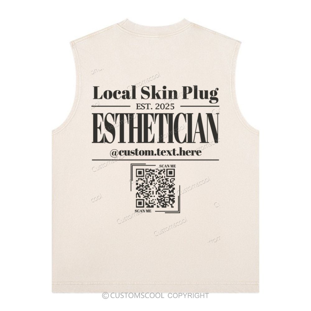 Esthetician Addcustom QR Code Name Unisex Washed Tank Top