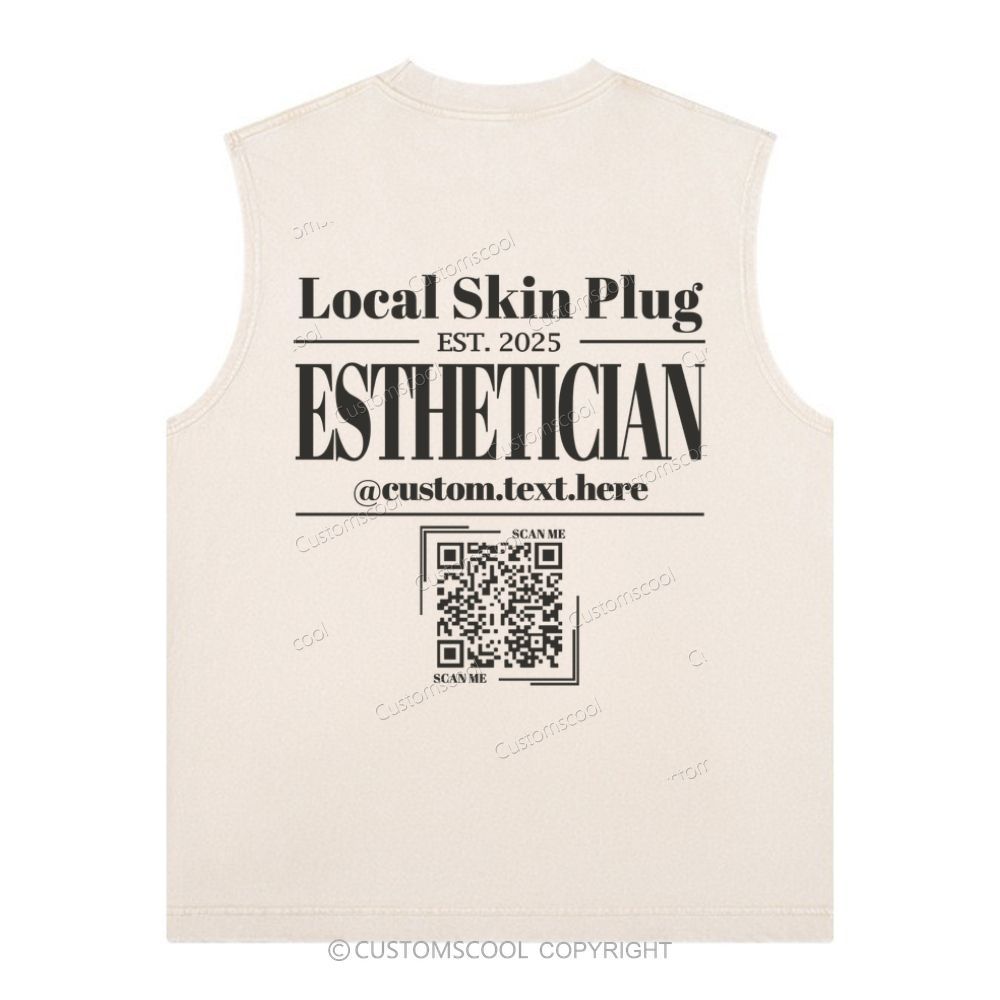Esthetician Addcustom QR Code Name Unisex Washed Tank Top
