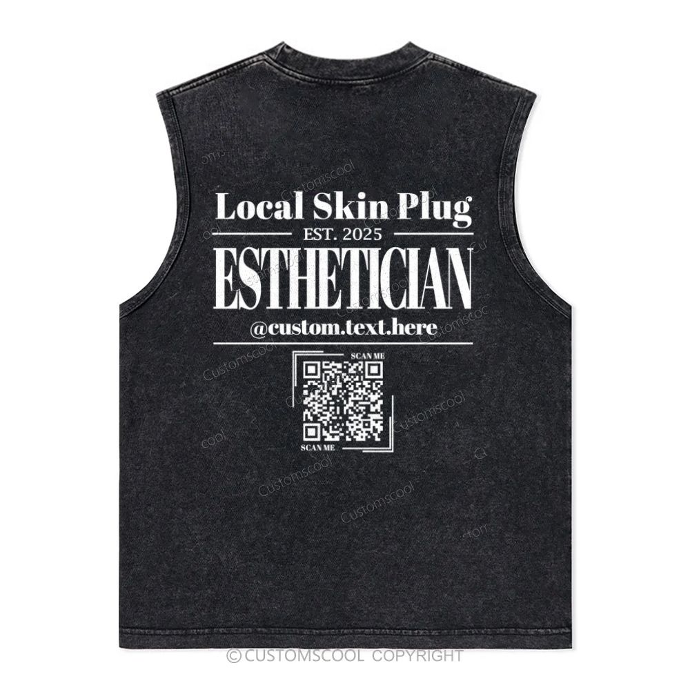 Esthetician Addcustom QR Code Name Unisex Washed Tank Top