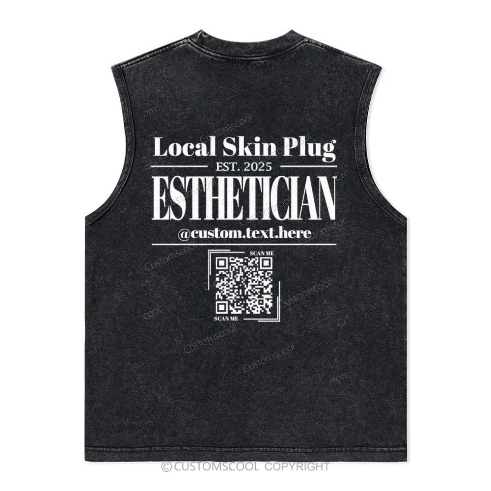 Esthetician Addcustom QR Code Name Unisex Washed Tank Top