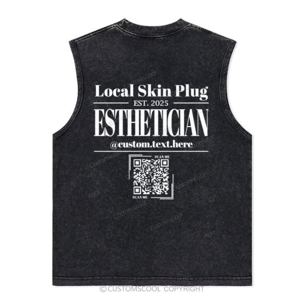 Esthetician Addcustom QR Code Name Unisex Washed Tank Top