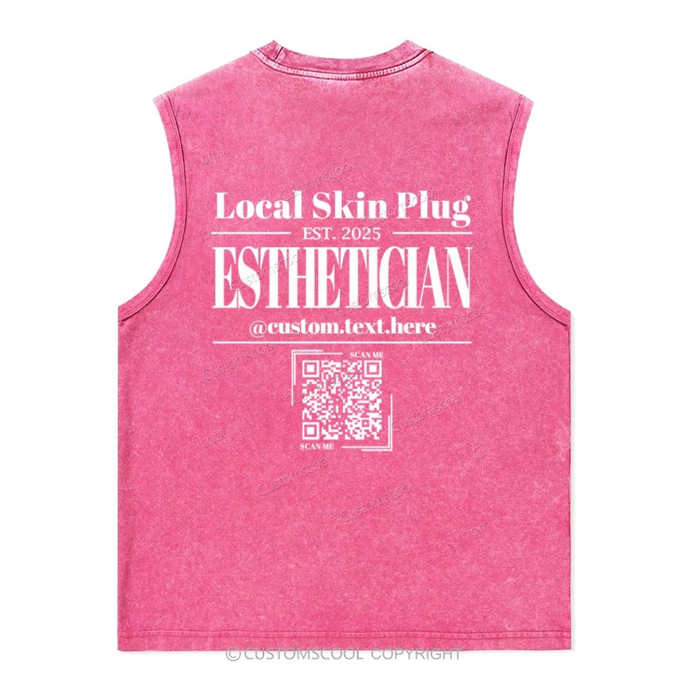 Esthetician Addcustom QR Code Name Unisex Washed Tank Top