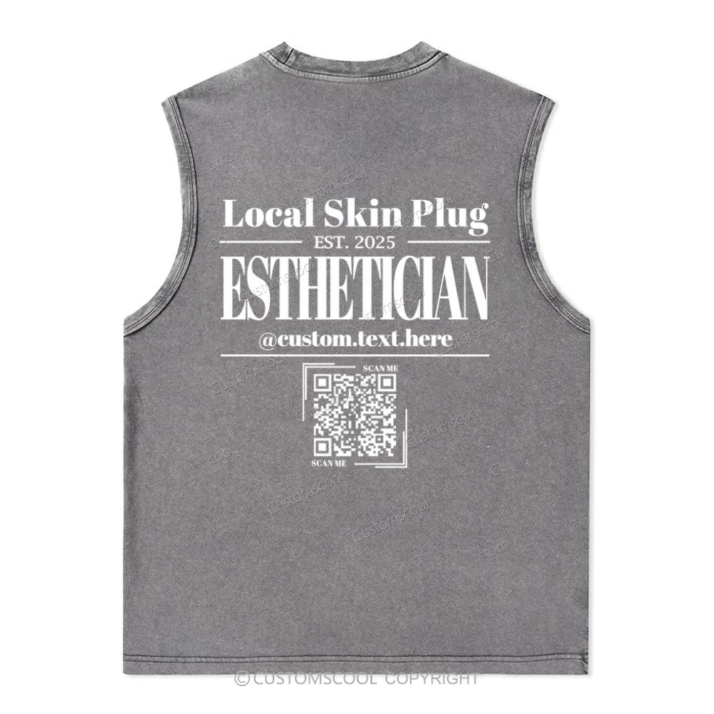 Esthetician Addcustom QR Code Name Unisex Washed Tank Top