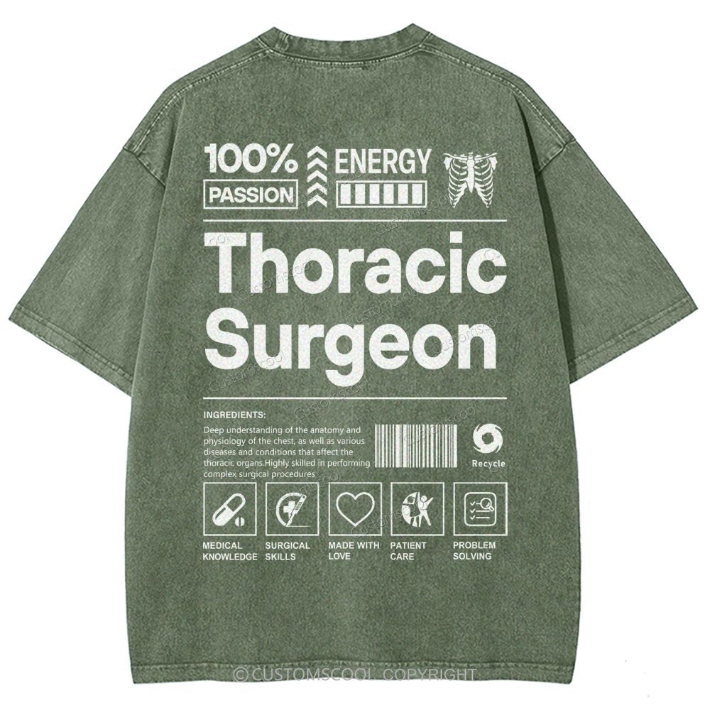 Thoracic Surgeon Unisex Fit Washed T-Shirt Customscool