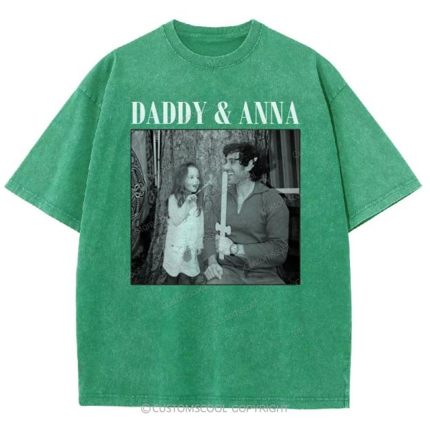 Addcustom Two Names And One Photo Unisex Fit Washed T-Shirt Customscool