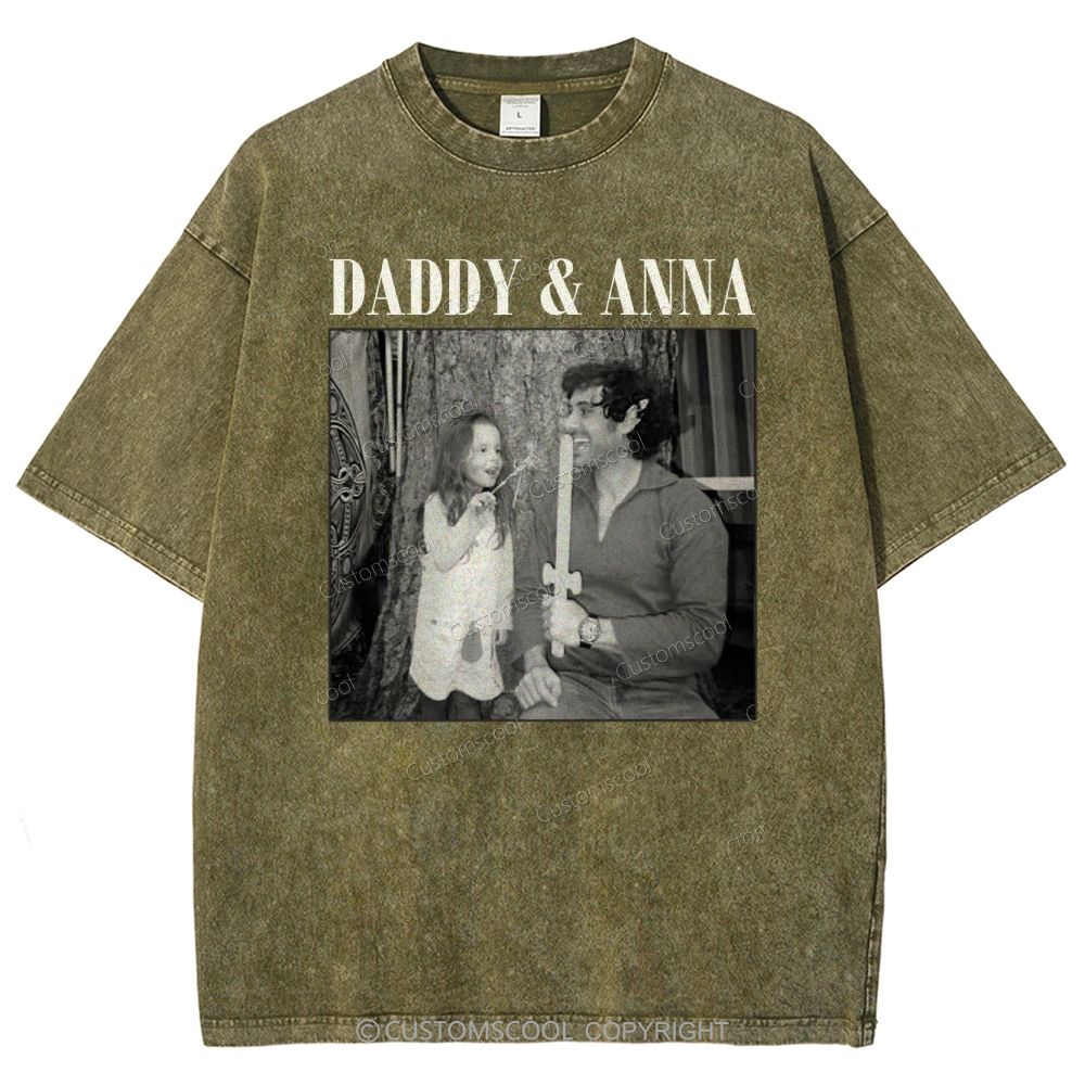 Addcustom Two Names And One Photo Unisex Fit Washed T-Shirt Customscool