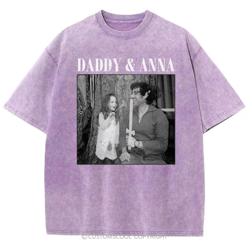 Addcustom Two Names And One Photo Unisex Fit Washed T-Shirt Customscool